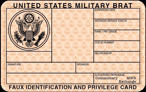 army military id card template